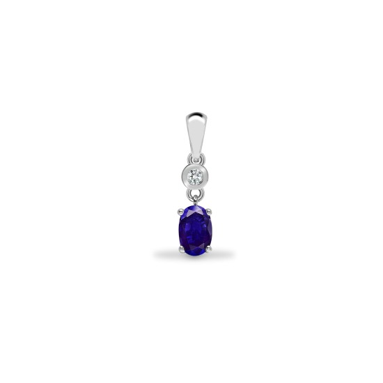 0.41 Ct Tanzanite Oval Cut Alysia Gemstone Necklaces in 9K White Gold